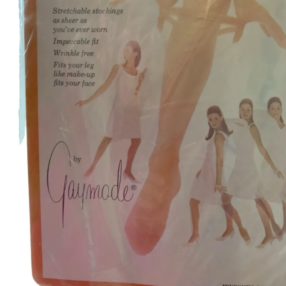 JC Penney Gaymode Cantrece II Stretch Garter Stockings Beige Glo Size B 3 Pack
